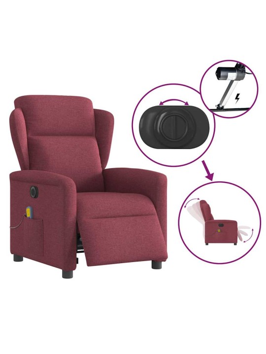 Elektrické masážní polohovací křeslo vínové textil