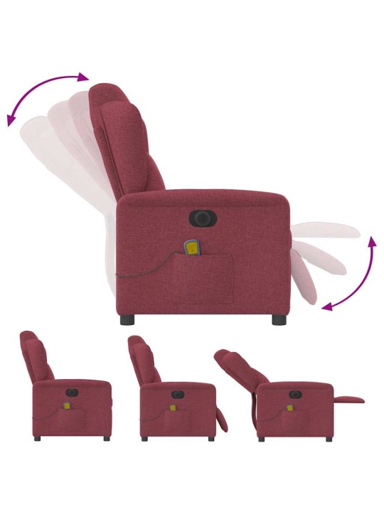 Elektrické masážní polohovací křeslo vínové textil