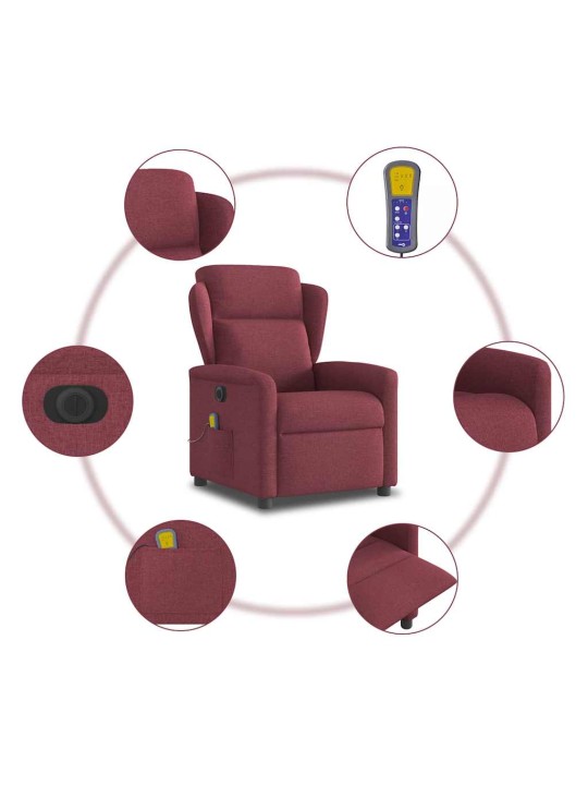Elektrické masážní polohovací křeslo vínové textil