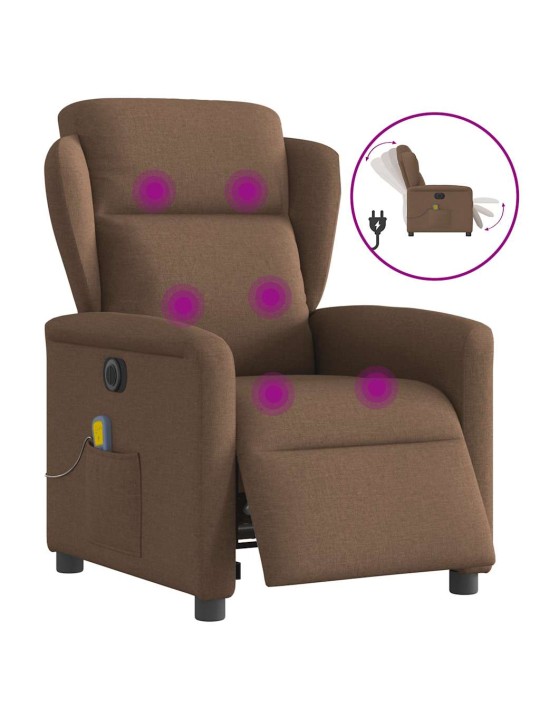 Elektrické masážní polohovací křeslo hnědé textil