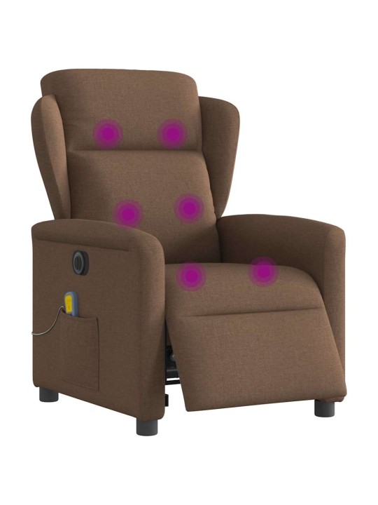 Elektrické masážní polohovací křeslo hnědé textil