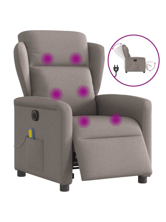 Elektrické masážní polohovací křeslo taupe textil
