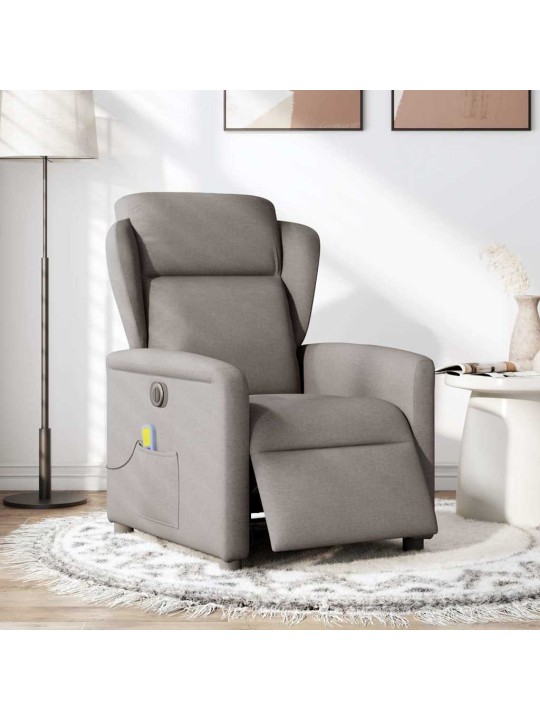 Elektrické masážní polohovací křeslo taupe textil