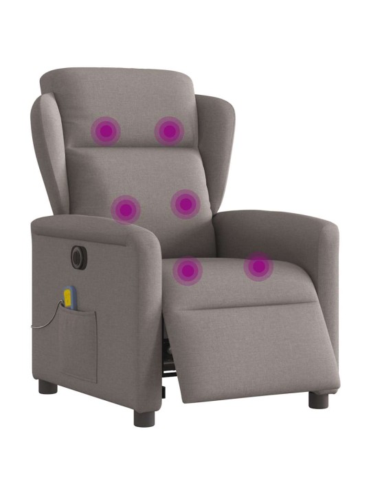 Elektrické masážní polohovací křeslo taupe textil