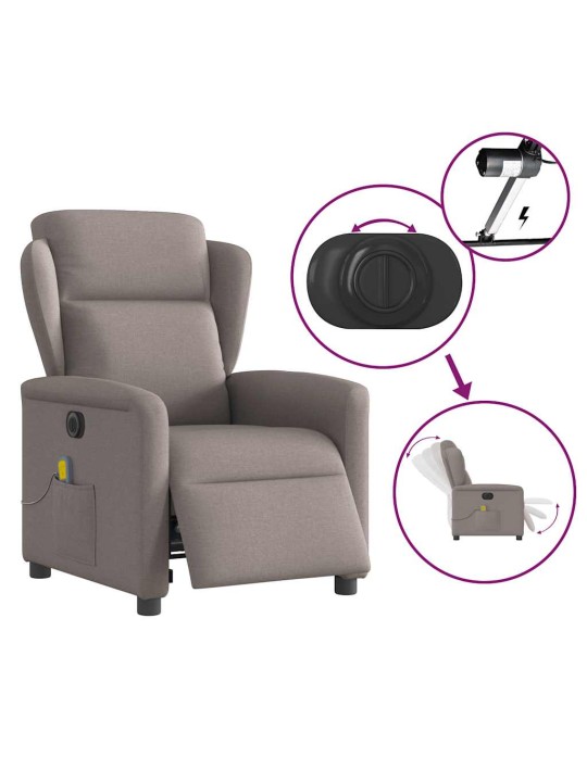 Elektrické masážní polohovací křeslo taupe textil