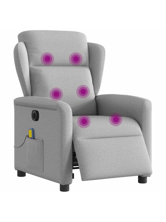 Elektrické masážní polohovací křeslo obláčkově šedé textil
