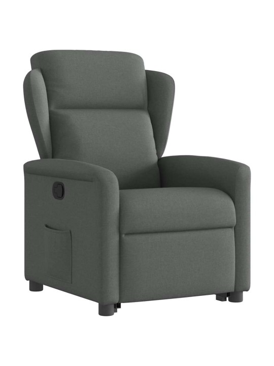 Zvedací polohovací křeslo tmavě šedé textil