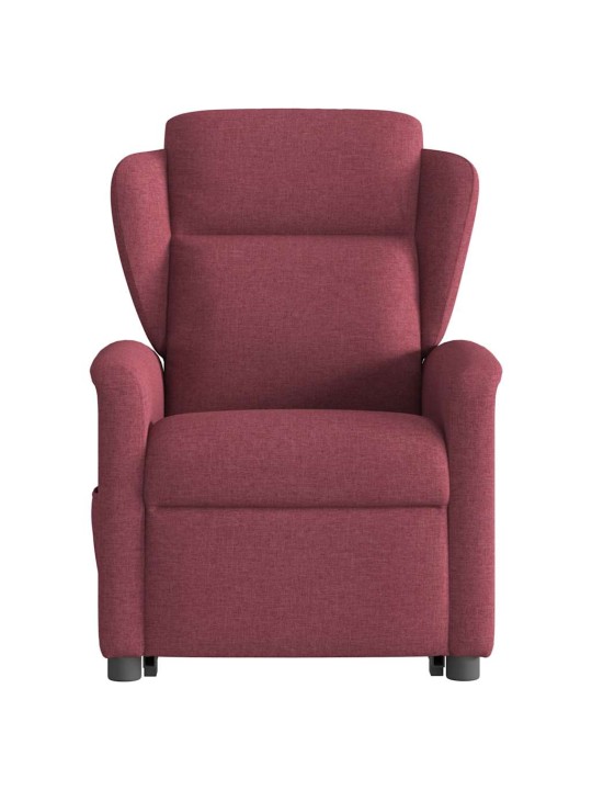 Zvedací masážní polohovací křeslo vínové textil