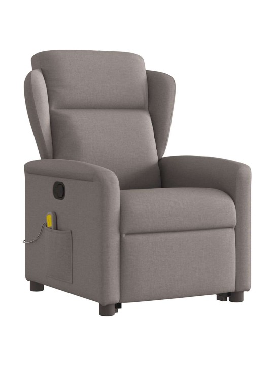 Zvedací masážní polohovací křeslo taupe textil