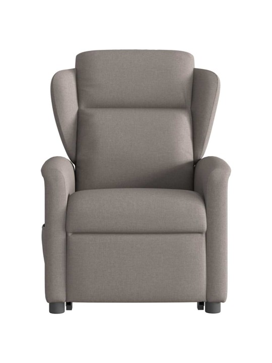Zvedací masážní polohovací křeslo taupe textil
