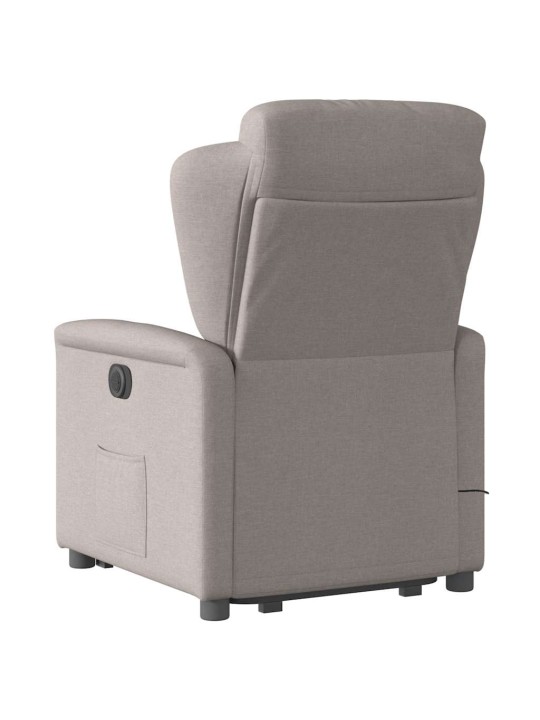Zvedací masážní polohovací křeslo taupe textil