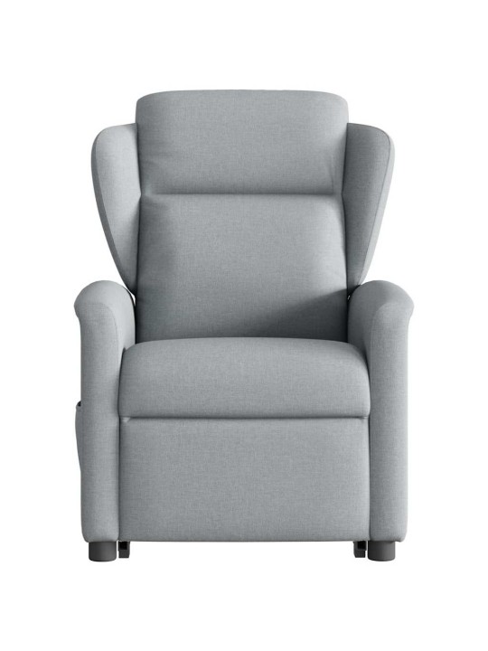 Elektrické zvedací polohovací křeslo světle šedé textil