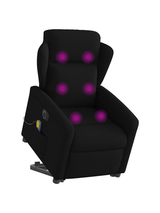 Elektrické zvedací masážní polohovací křeslo černé textil