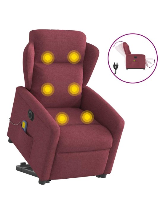 Elektrické zvedací masážní polohovací křeslo vínové textil