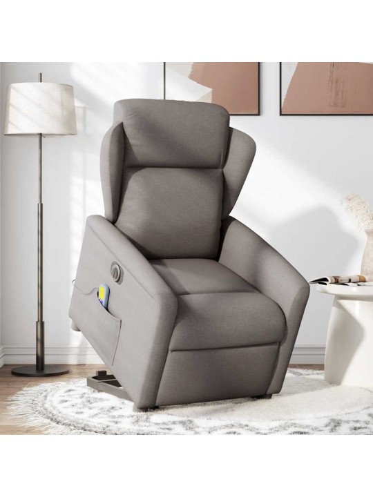 Elektrické zvedací masážní polohovací křeslo taupe textil