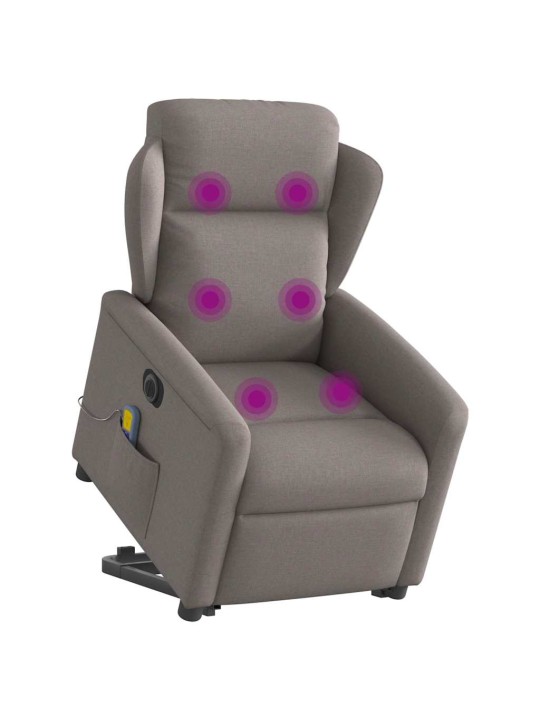 Elektrické zvedací masážní polohovací křeslo taupe textil