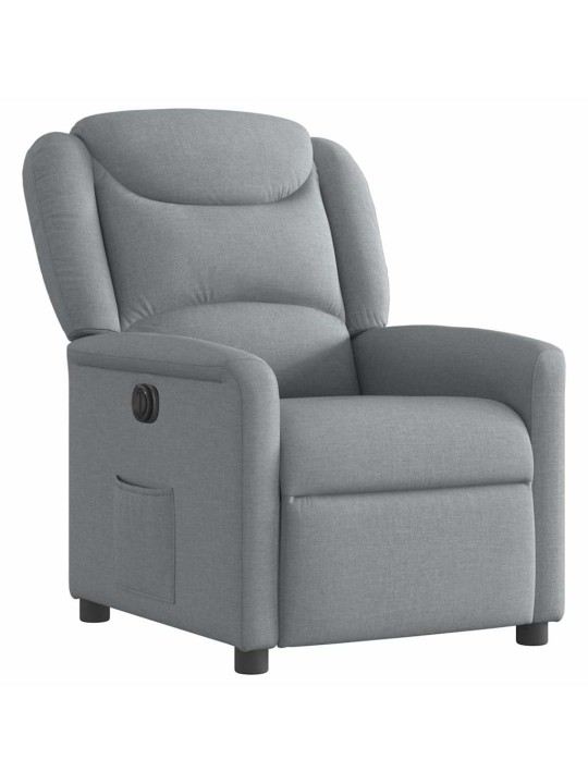 Elektrické polohovací křeslo světle šedé textil