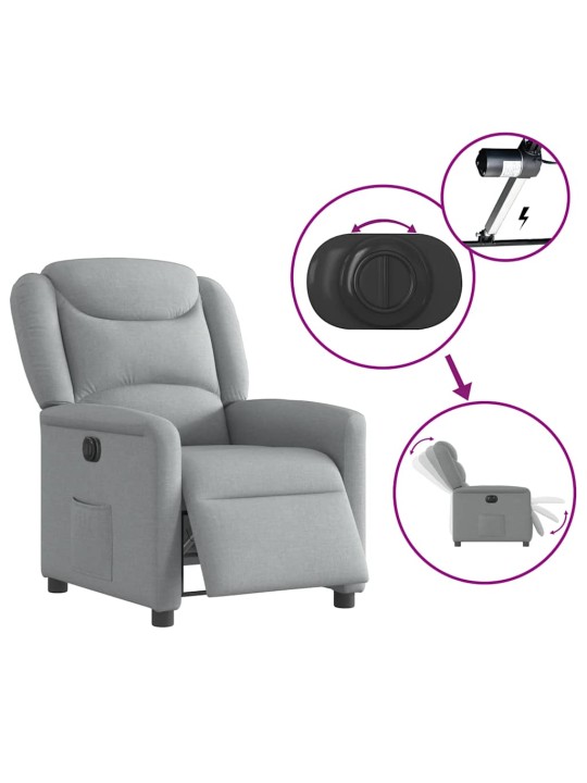 Elektrické polohovací křeslo světle šedé textil