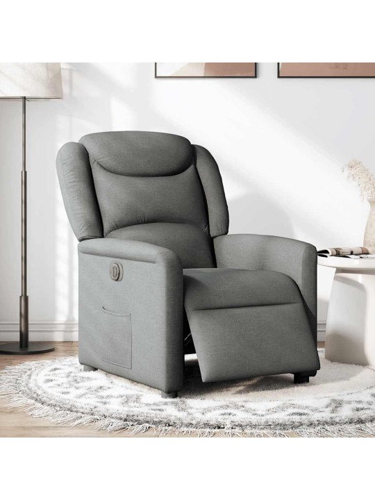 Elektrické polohovací křeslo tmavě šedé textil