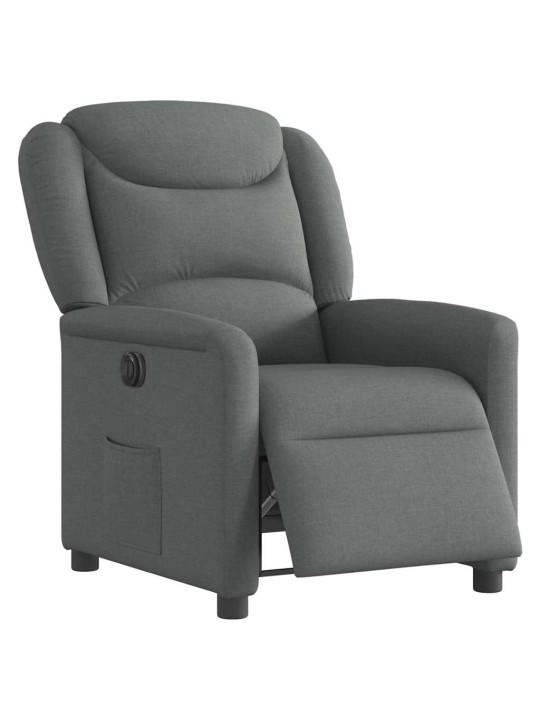 Elektrické polohovací křeslo tmavě šedé textil