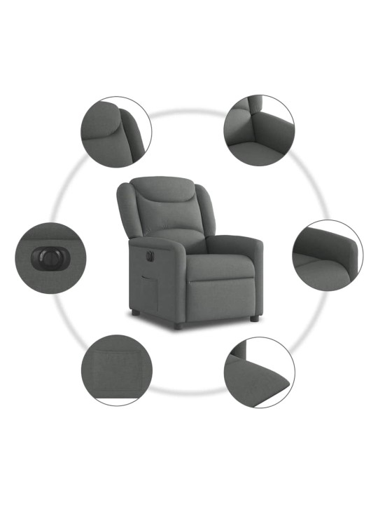 Elektrické polohovací křeslo tmavě šedé textil