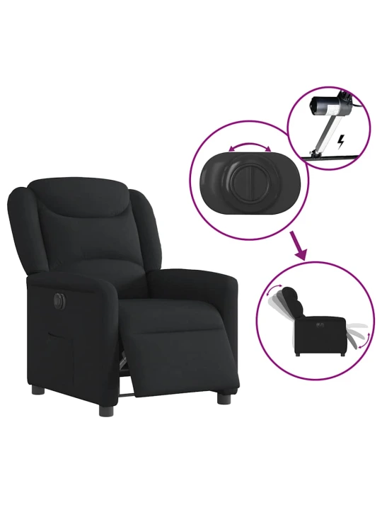 Elektrické polohovací křeslo černé textil