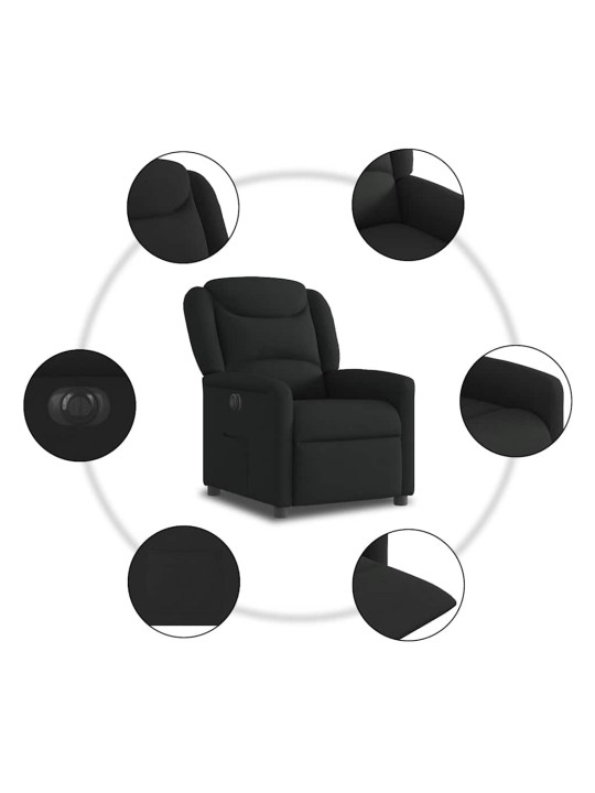Elektrické polohovací křeslo černé textil
