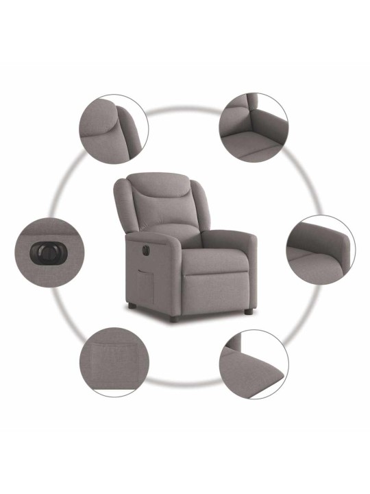 Elektrické polohovací křeslo taupe textil