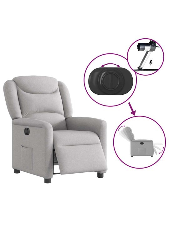 Elektrické polohovací křeslo obláčkově šedé textil