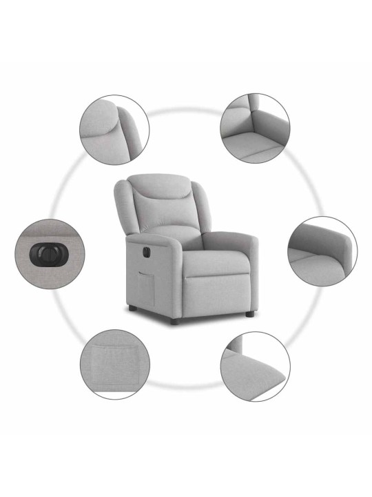 Elektrické polohovací křeslo obláčkově šedé textil