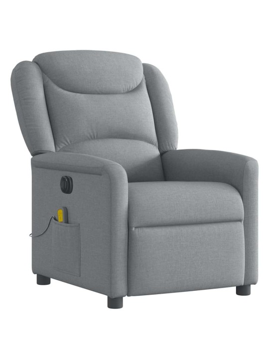 Elektrické masážní polohovací křeslo světle šedé textil
