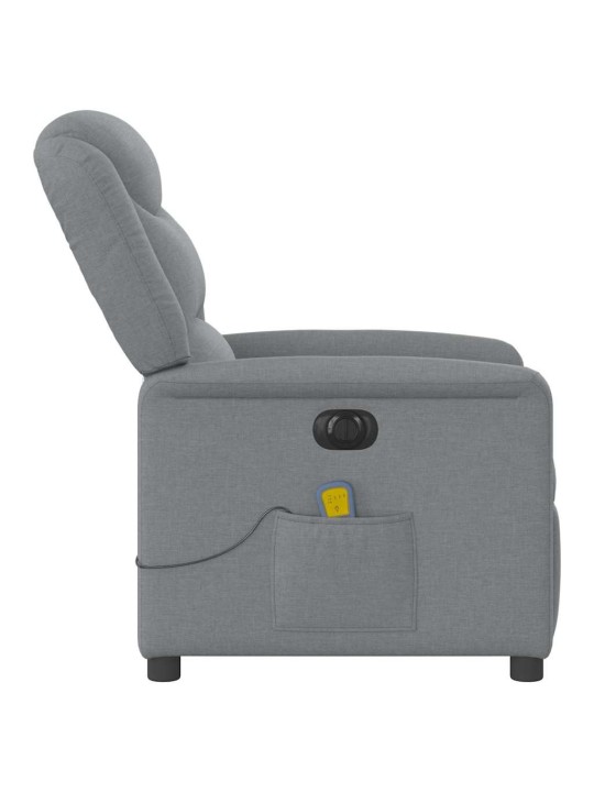 Elektrické masážní polohovací křeslo světle šedé textil