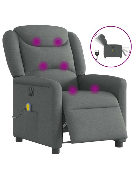 Elektrické masážní polohovací křeslo tmavě šedé textil