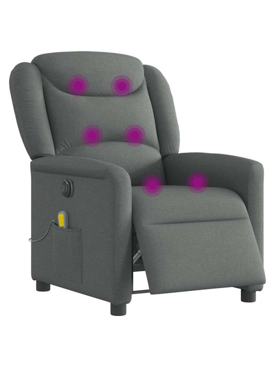 Elektrické masážní polohovací křeslo tmavě šedé textil