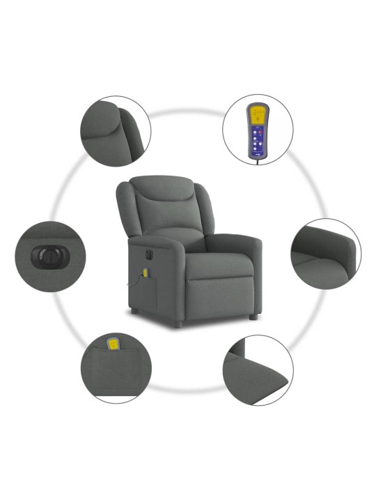 Elektrické masážní polohovací křeslo tmavě šedé textil