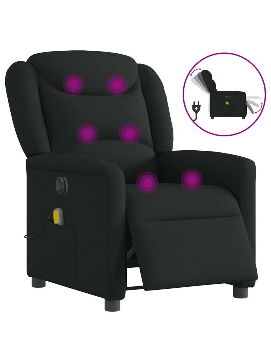 Elektrické masážní polohovací křeslo černé textil