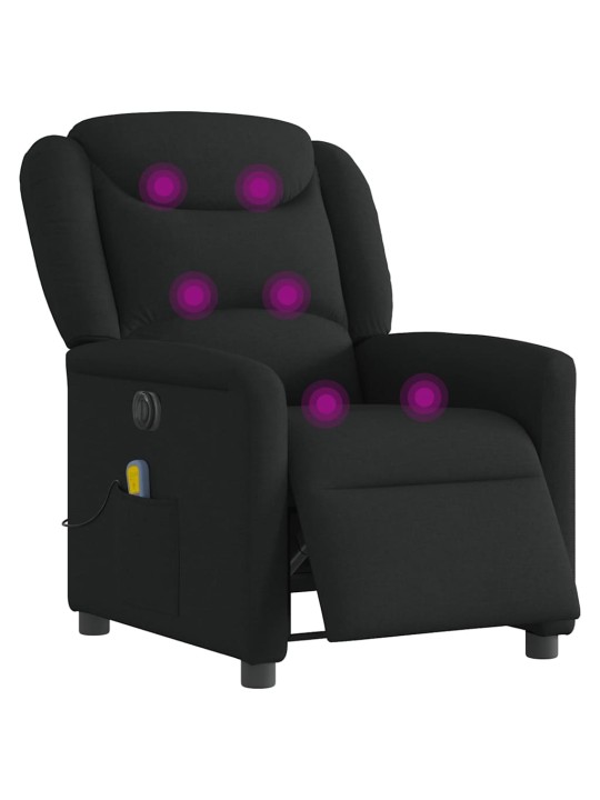 Elektrické masážní polohovací křeslo černé textil