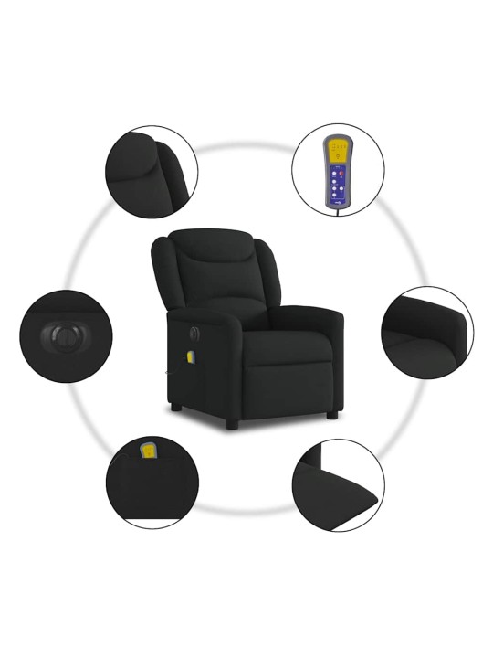 Elektrické masážní polohovací křeslo černé textil
