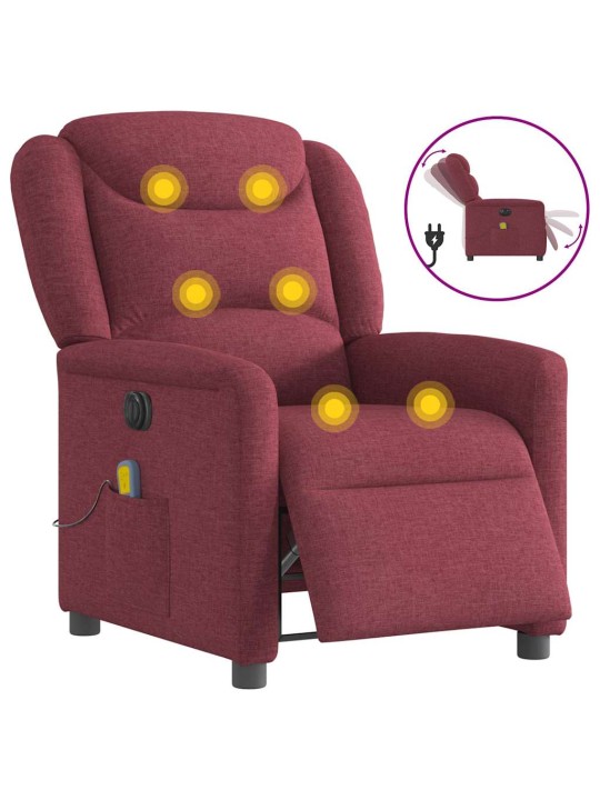 Elektrické masážní polohovací křeslo vínové textil