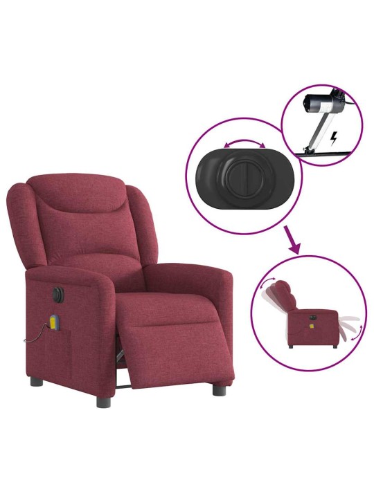 Elektrické masážní polohovací křeslo vínové textil