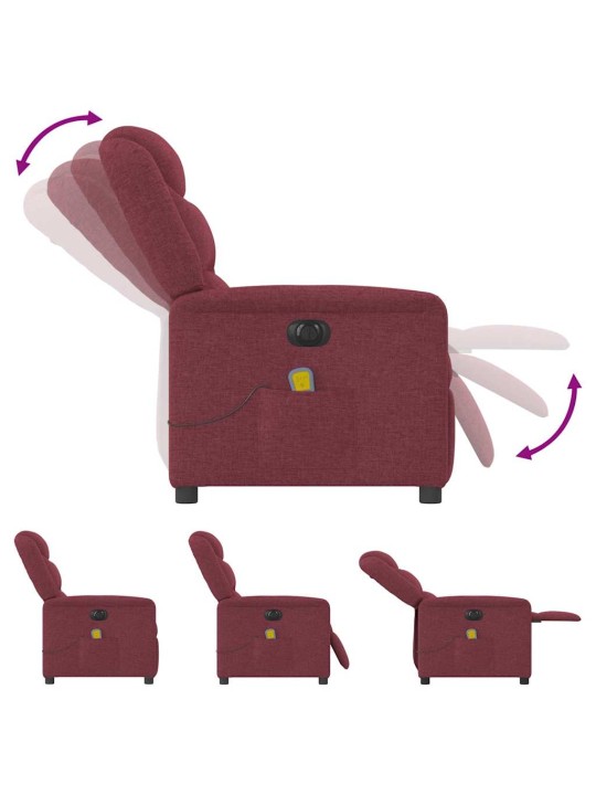 Elektrické masážní polohovací křeslo vínové textil