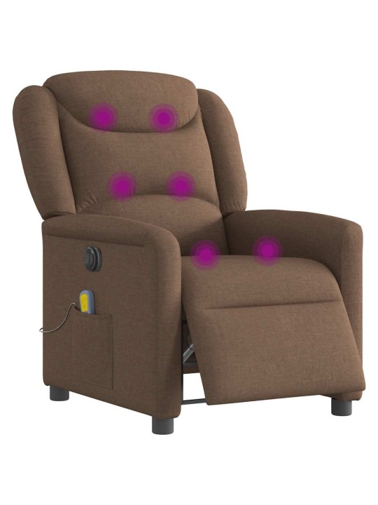 Elektrické masážní polohovací křeslo hnědé textil