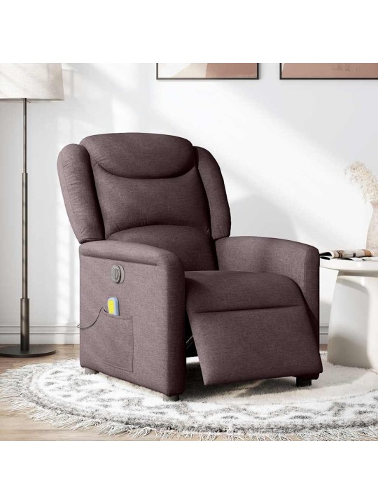 Elektrické masážní polohovací křeslo tmavě hnědé textil