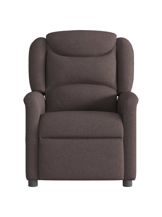 Elektrické masážní polohovací křeslo tmavě hnědé textil