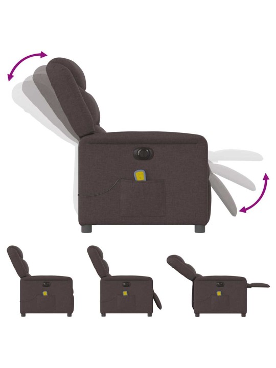 Elektrické masážní polohovací křeslo tmavě hnědé textil