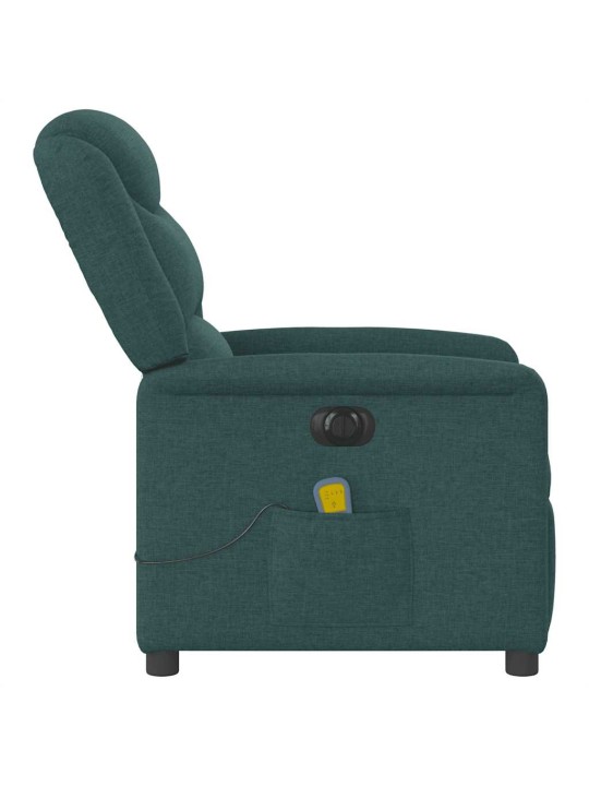 Elektrické masážní polohovací křeslo tmavě zelené textil