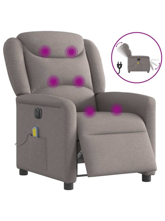 Elektrické masážní polohovací křeslo taupe textil