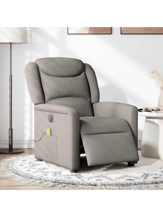 Elektrické masážní polohovací křeslo taupe textil