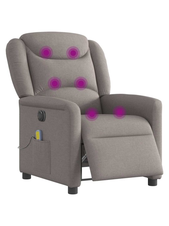 Elektrické masážní polohovací křeslo taupe textil