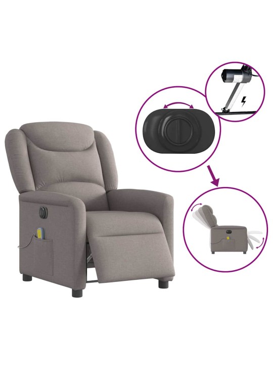 Elektrické masážní polohovací křeslo taupe textil